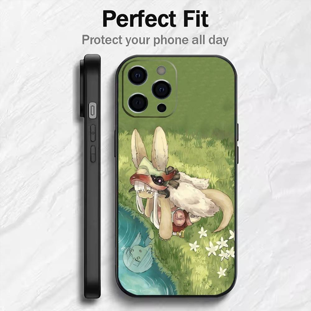 Hergestellt in A-Abyss Nanachi Handyhülle Für iPhone17,16,15,14,13,12 Plus,Max Weiches Silikon Schwarze Hülle