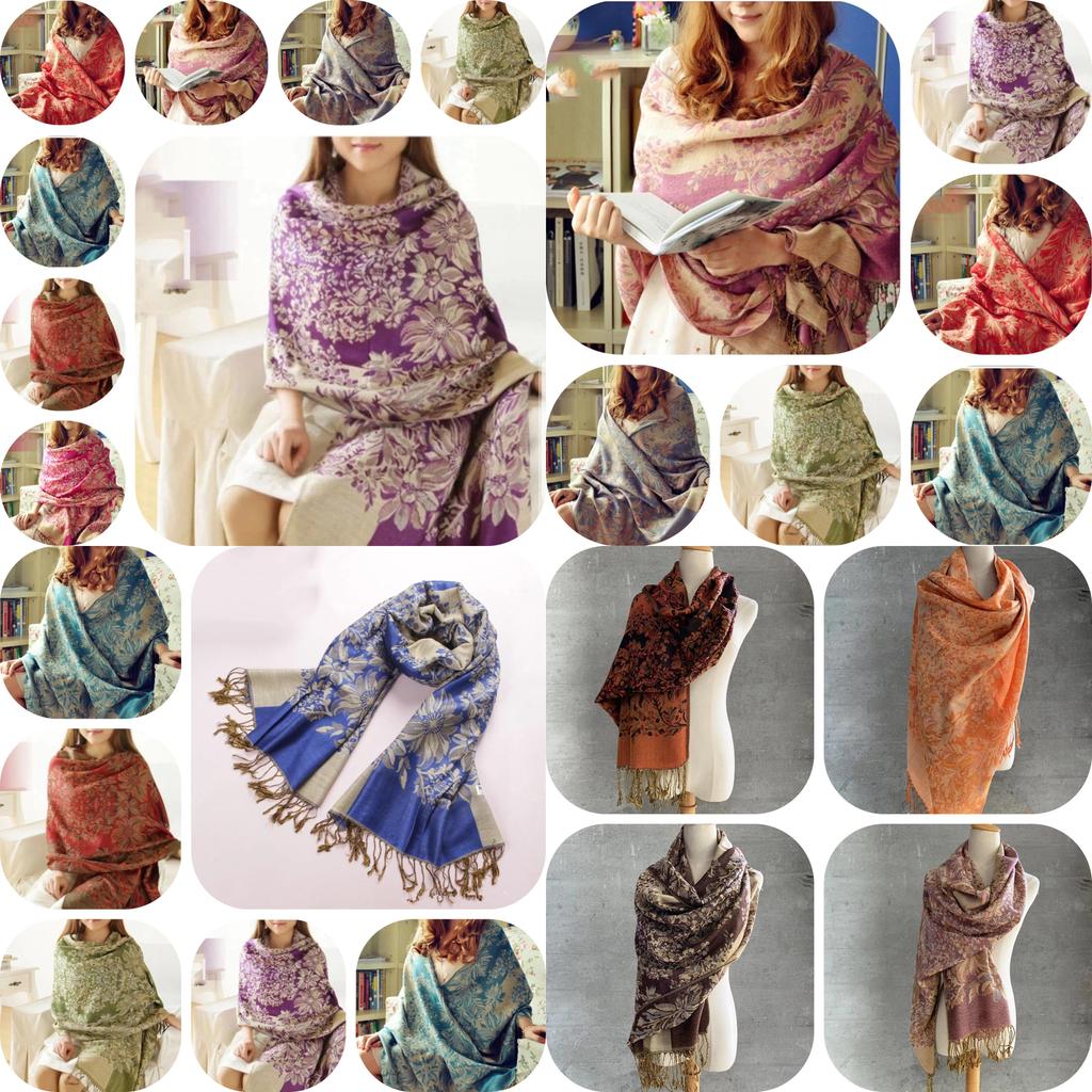 Elegant Floral Print Scarf For Women In Vibrant Colors Thick Warmth And Stylish Design Ideal For Winter And Air Conditioning