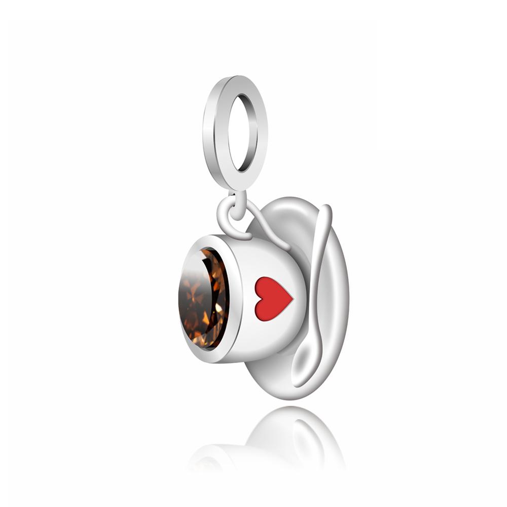 

Classic 925 Silver Coffee Time Safety Chain & Mocha Pot Dangle Charm Fits Bracelet Boutique Necklace Exquisite Gifts
