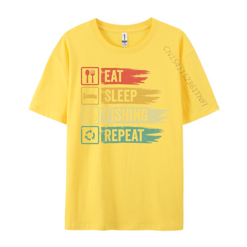 Rife Men T Shirt Eat Sleep Fish Repeat Tshirt Tops Shirt All Cotton Leisure T Shirt Street Wear T Shirt