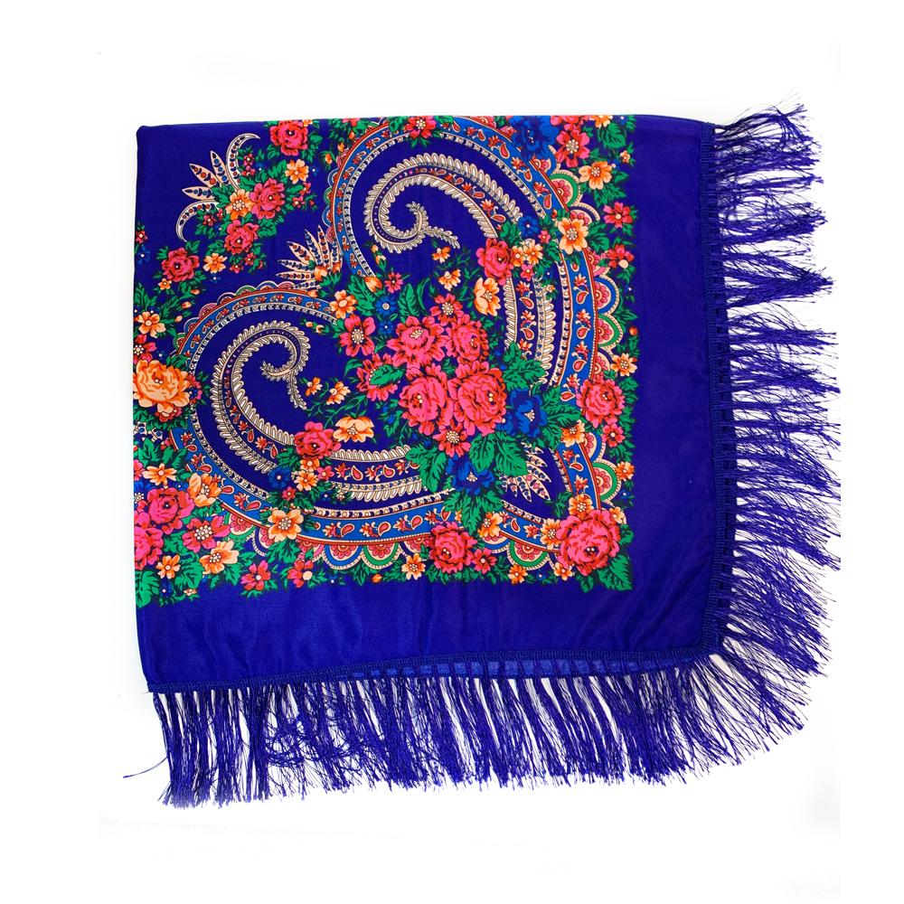 135*135cm Luxury Floral Print Ukrainian Square Scarf