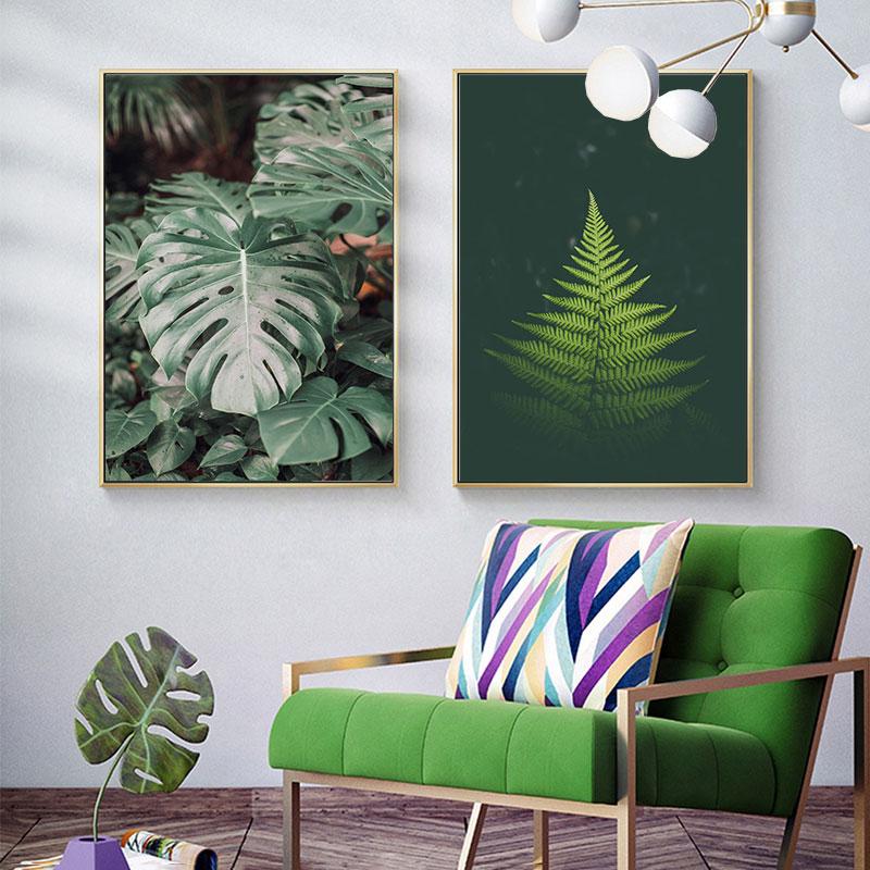 Modern Nature Canvas Painting Green Leaves Paintings Plant Pictures Tree Posters Prints for Living Room Decor Cuadros Wall Art