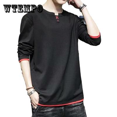 Fake Two Long-sleeved T-shirts Men's Spring and Summer Clothes Tops Trend Loose Sweater Students Loose Large Size Bottoming Shirt