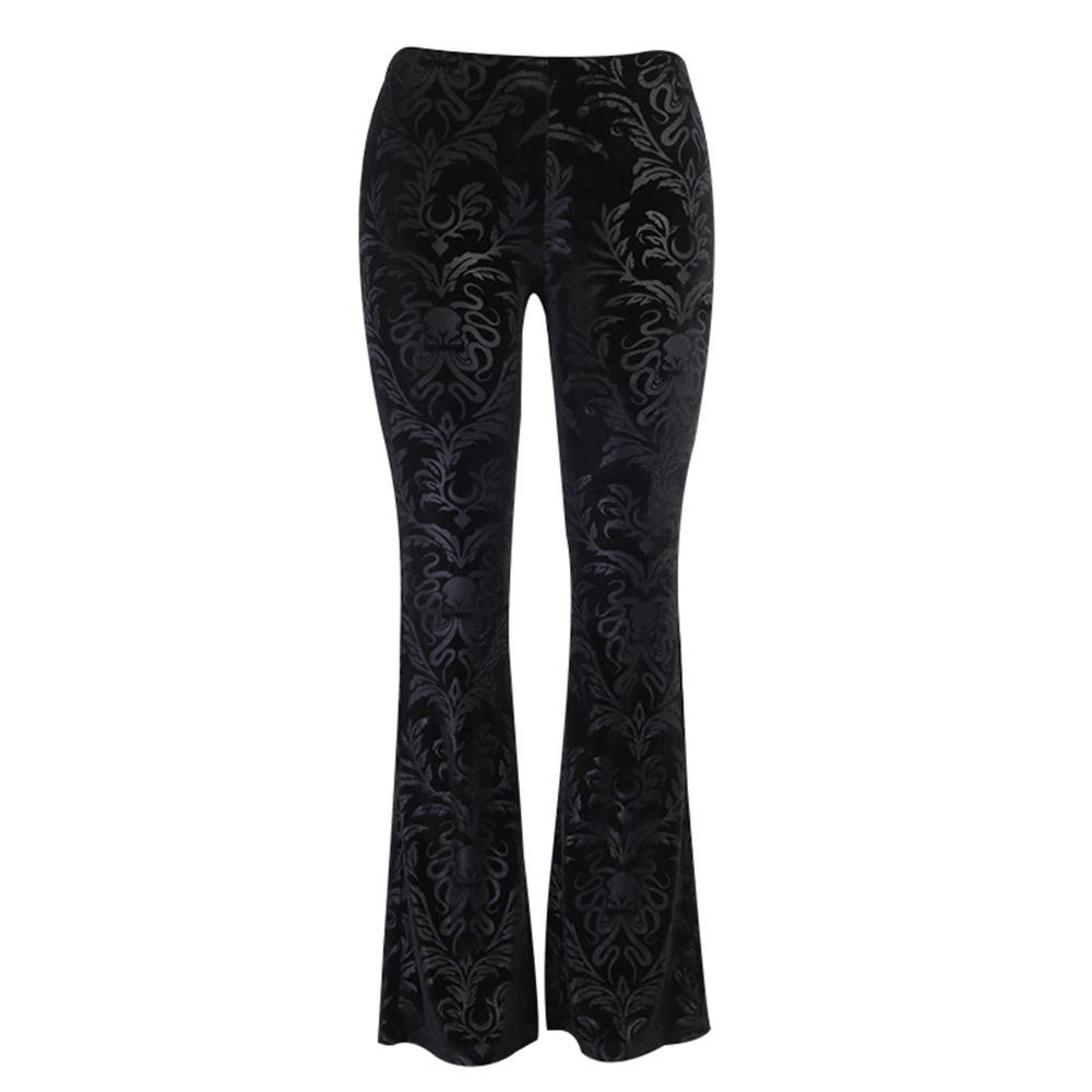 Kadın Moda Rahat Pantolon Vintage Gotik Otik Baskı Yüksek Bel Pantolon