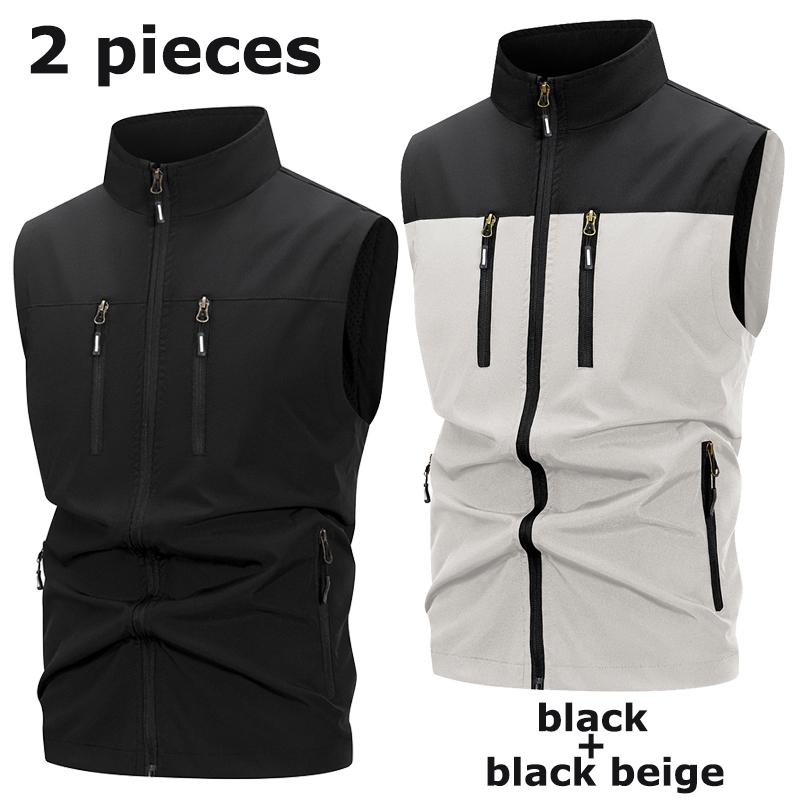 Men's Lightweight Softshell Vest with Zipper Pockets Windproof Sleeveless Jacket for Hiking Golf Outdoor Outwear Windbreaker