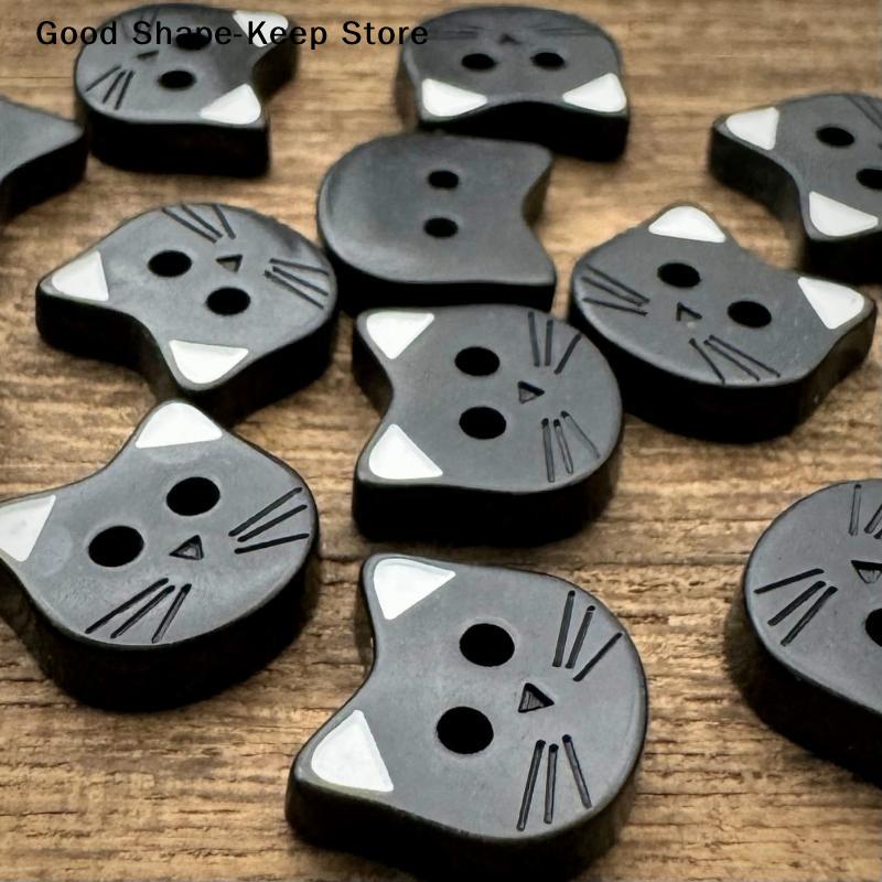 Packung mit 10 entzückenden Cartoon-Katzenknöpfen mit Ohren; Stilvolle Harz-Verschlüsse zum Basteln