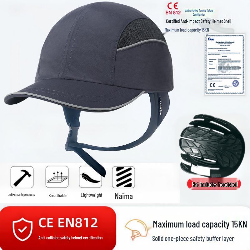 Căciulă de siguranță ușoară, respirabilă, din bumbac, cu căptușeală ABS - Rezistentă la impact și cădere
