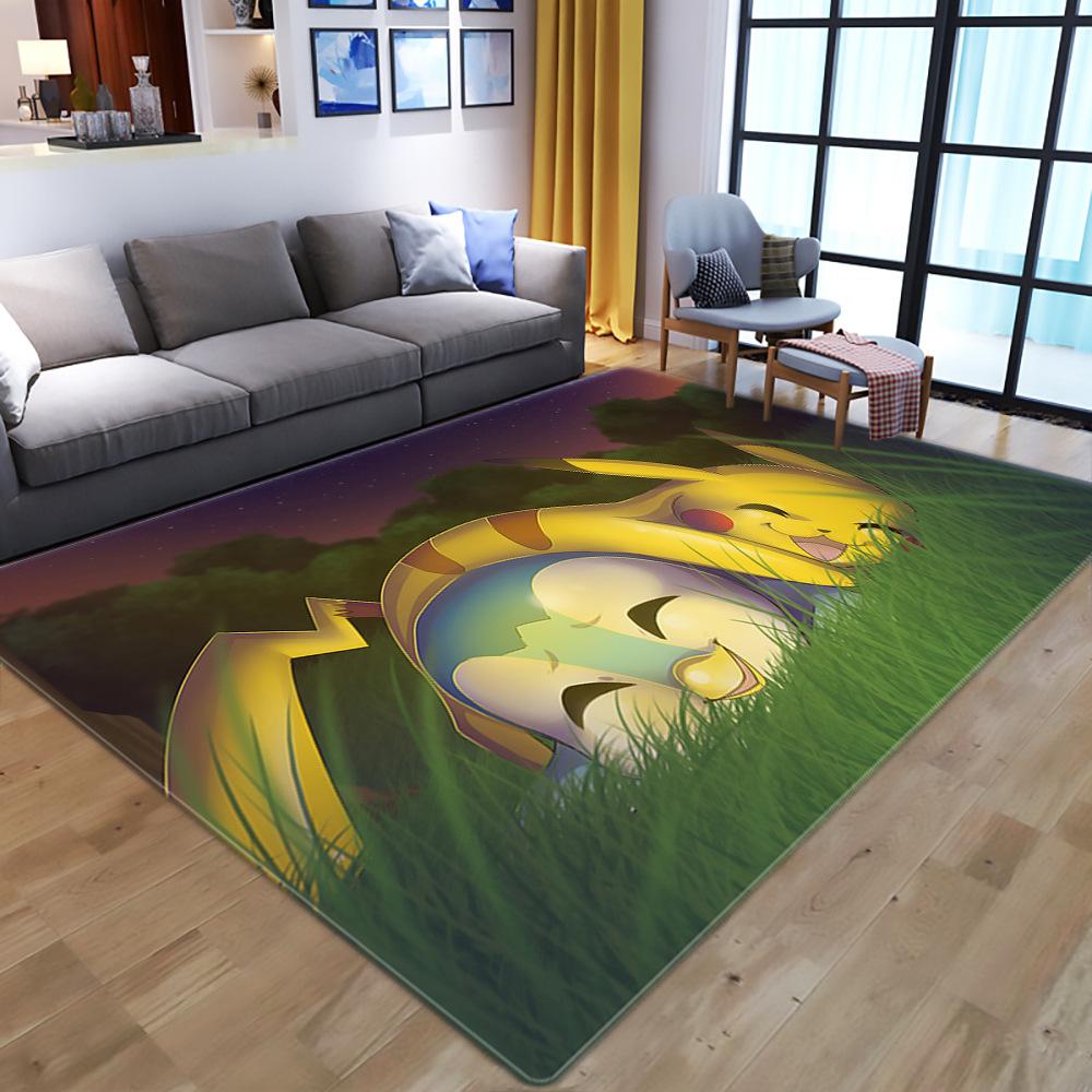 Pikachu Pokémon Cartoon Kids Crystal Velvet Print Floor Mat Absorbent Slip Mat