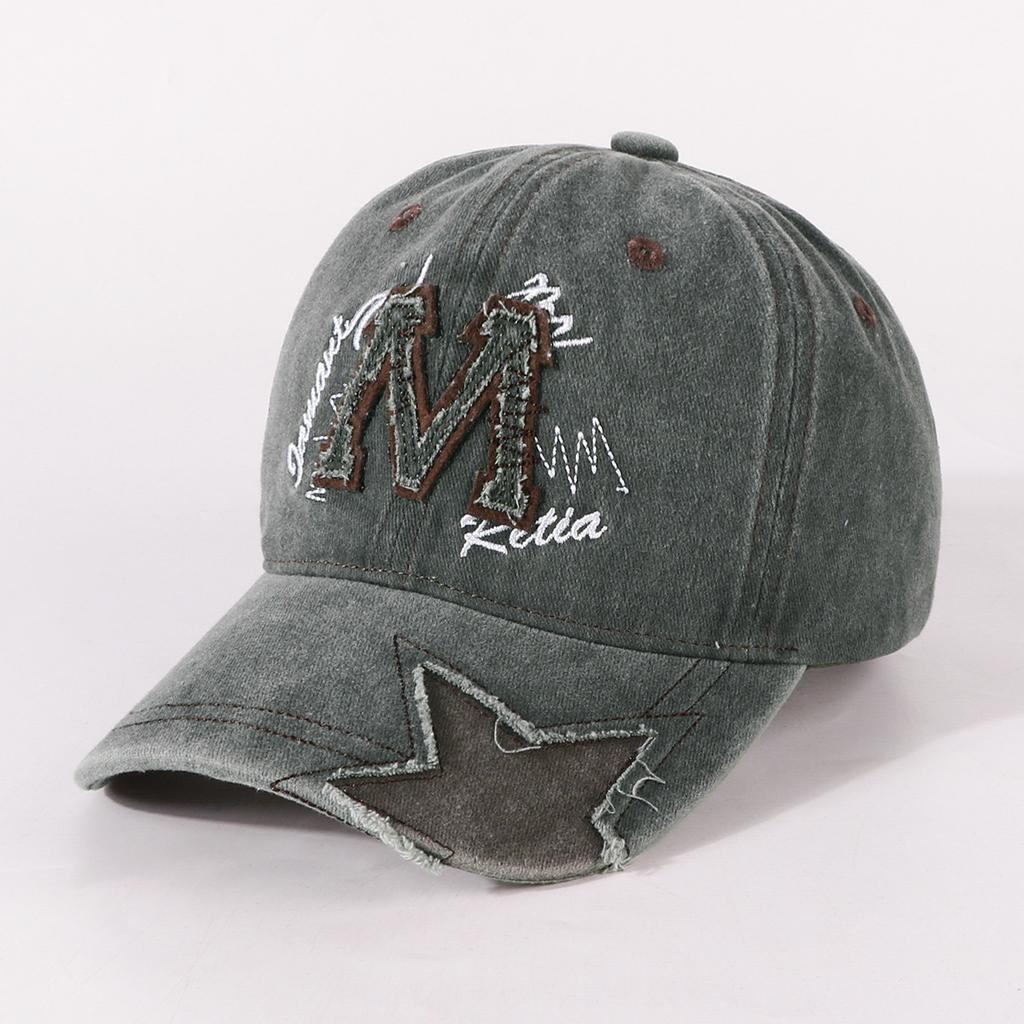 New Unisex Vintage Baseball Cap M Letter Embroidery Dad Hat Women Men Outdoor Streetwear Distressed Washed Cotton Sports Cap