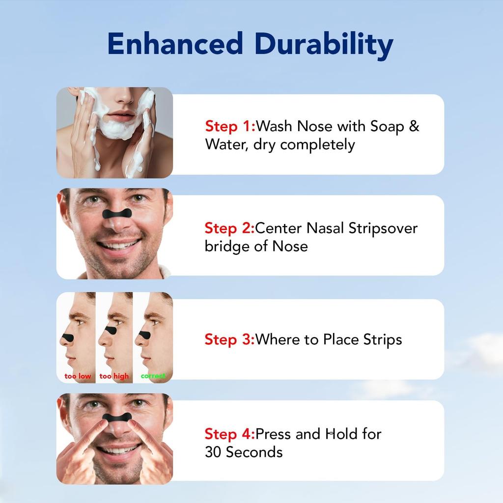 Nasal Strips for Snoring – Extra Strength Nose Strips for Breathing Day and Night Use with Strong Adhesion – Stops Snoring, Improves Sleep and