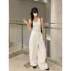 Wide Leg White Linen Pants Woman Casual Basic Summer 2024 Oversize Female Straight Trousers Baggy Elastic Waist Pants