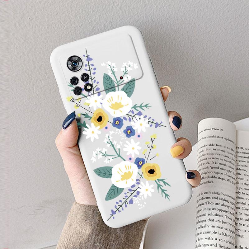 Case For Poco X4 Pro 5G Poco M4 Pro Cute Heart Flower Back Cover Soft Silicone Matte Protective Funda For Xiaomi Poco X6 X5 Pro