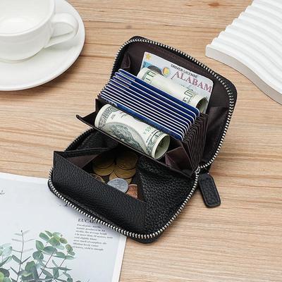 "Japanese Style RFID Leather Accordion Card Holder & Coin Purse for Women - Multifunctional & Stylish"
