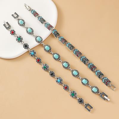 Pulsera de cadena de color turquesa retro a la moda para mujer, transfronteriza europea y americana, regalo de fiesta de cumpleaños para niñas