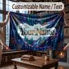 Mushroom Forest Theme Throw Blanket Custom Name Text Personalized Blanket Soft Cozy Blanket for Home Sofa Bed