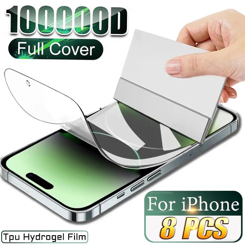 8 Pçs Tpu Filme De Hidrogel Capa Completa Para Iphone 17 16 15 14 Pro Max Protetor De Tela Iphone 13 12 Mini 11 Plus 8 X R S Xs Xr Se Ar