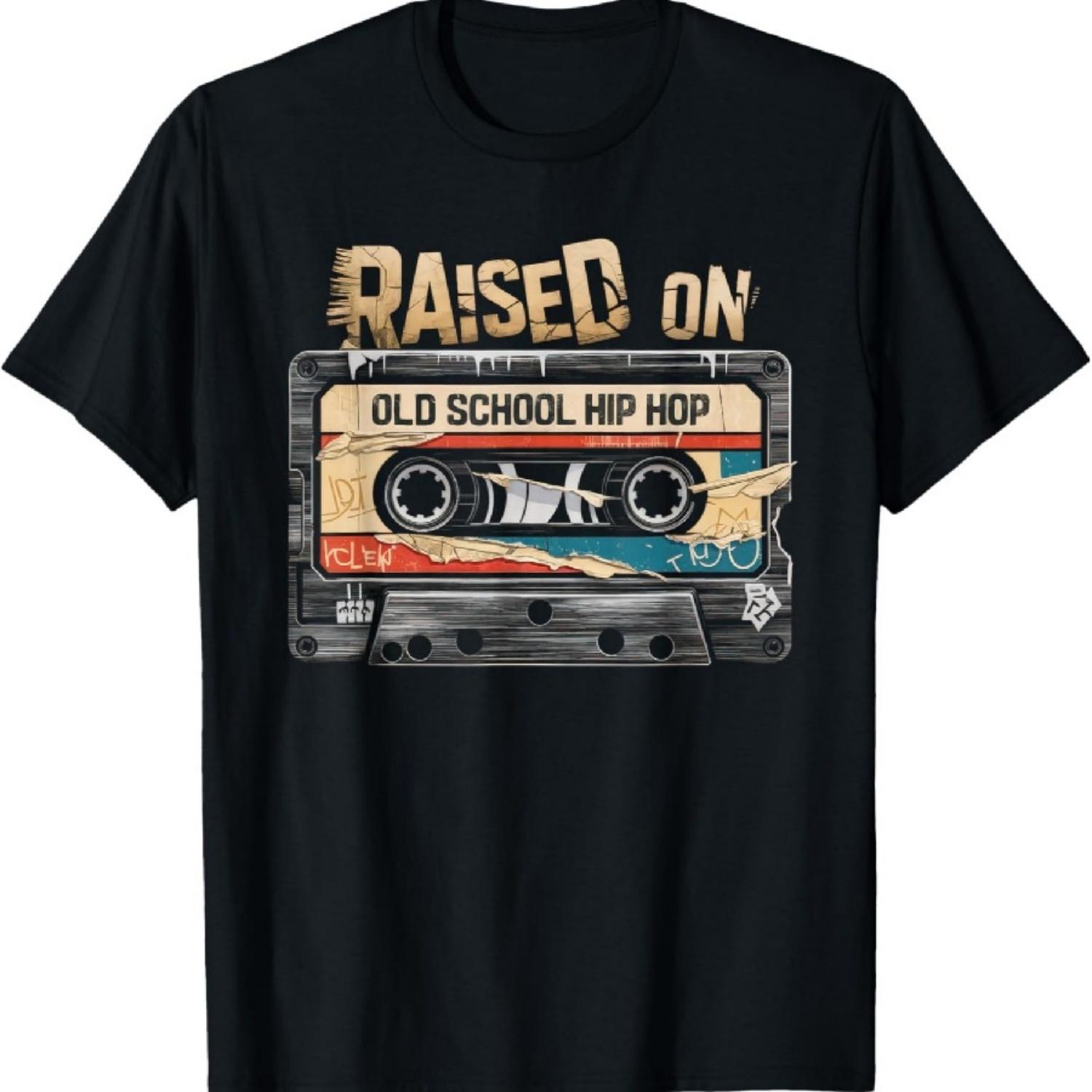 

RAISED ON OLD SCHOOL HIP HOP Tshirt Cassette Graffiti Rap T-Shirt XXXXXL чёрный