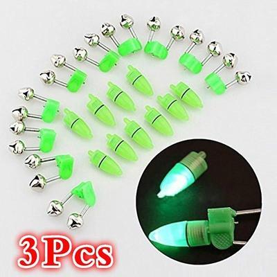 3Pcs Fishing LED Flash Light Night Electronic Fishing Bite Alarm Finder Lamp Double Twin Bells Tip Clip On Fishing Rod Tackle