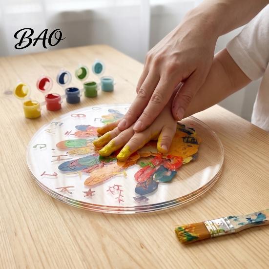 Durable Wood Base Display DIY Handprint Kit, Transparent Acrylic Panel And Art Preschool Classroom Supplies Project, Handmade Memory Keepsake