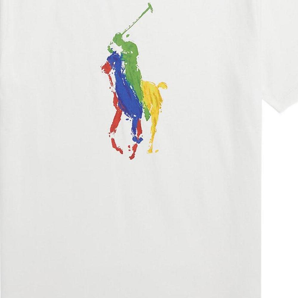 Polo Ralph Lauren T-Shirt Colorful Logo Print Crew Neck Straight Cut Short Sleeve Kids Tops White 323925614-001