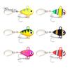 6Pcs 10G/5CM VIB Fishing Lure with Treble Hook Spinning Sequin Long Casting Metal Hard Artificial Spinner Bait Saltwater Freshwater Bass Walleye