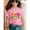 Girls Harmony Day Theme Print Crewneck Casual Short Sleeve Tee