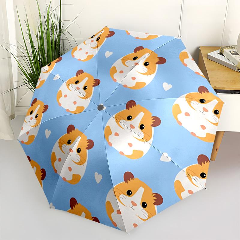 1pc Hamster Print Automatic Folding Umbrella - Portable Collapsible 8-Rib Umbrella for All Seasons Yy251119153