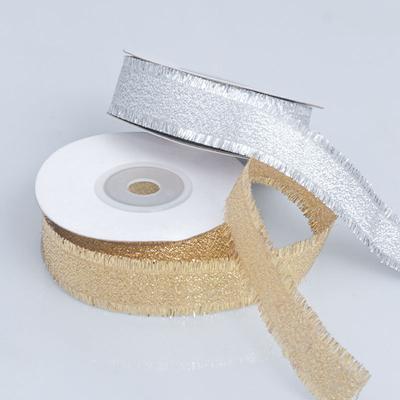 Zarif Yeni Yıl Altın Çözgülü Bıyık Kenarlı Kurdele Parti Düğün Fırıncılık Hediye Fiyonk Hediye Çantası Dekoratif Bağlar Gümüş Dokuma Ev Dekorasyonu