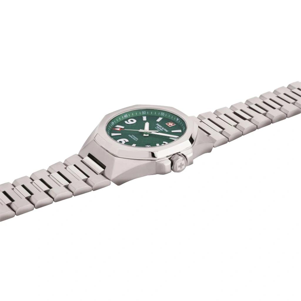 Swiss Alpine Military Мужские часы Typhoon из нержавеющей стали с зеленым циферблатом, кварцевые 7005.1134 100М