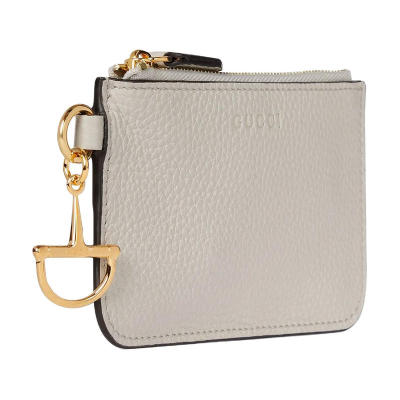 Gucci Softbit Series Card Holder Grained Leather Card Holder Women's Light Gray