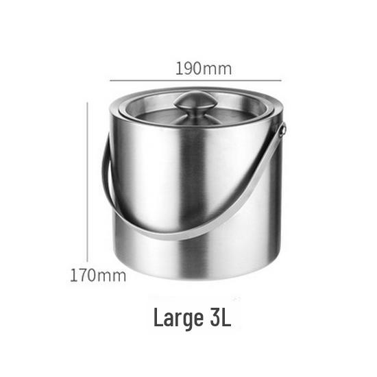 Nerezový 3L dvoustěnný izolovaný kbelík na led pro bar, víno a pivo.