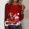 2025 Herbst & Winter Damen Neues Lässiges Rundhals Langarm Oberteil 3D Weihnachtsmuster Ideales Halloween Weihnachtsgeschenk