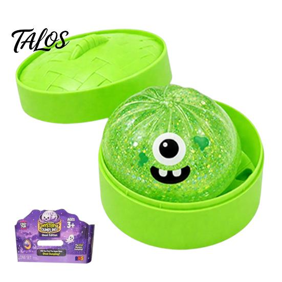 TPR Stress Ball 1/4/5Pcs Halloween Dumpling Squeeze Toy with Steamer Box, Cartoon Glitter Steamed Bun Soft Decompression Gadgets Relief Toy,