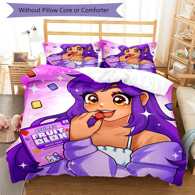 Set Copriletto Anime A-AphmauS 3 Pezzi - Biancheria da Letto Stampata HD con 1 Copripiumino e 2 Federe - Perfetto per la Decorazione della Casa e del Dormitorio