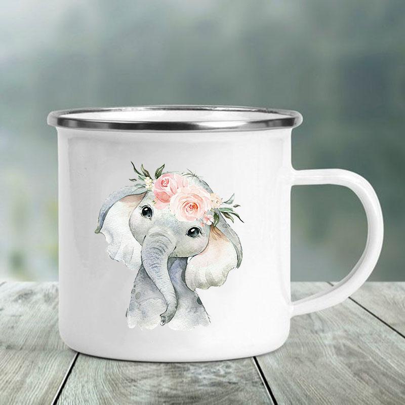 Cute Animal Letter Print Mugs Creative Glass Coffee Tea Cup Personalized Gifts Enamel Mug Kawaii Drinkware Cofee Cups Friends