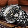 OLEVS Mechanical Automatic Moon Phase Watch Stylish Skeleton Waterproof Popular Luminous Watch for Men