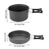 8PcsCelsiusset Portable Outdoor Travel Camping Picnic Cookware Cooking Pot Pan Bowel Set(Black)