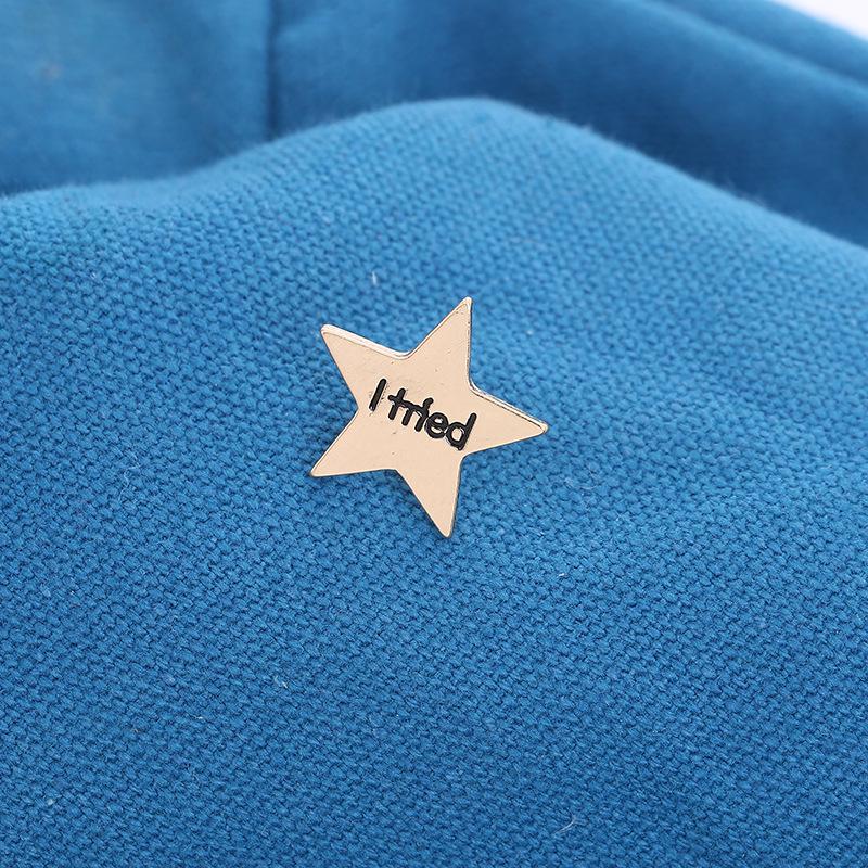 Mini brož Hvězda & Písmeno: Odznak slitiny "Zkusil jsem to"