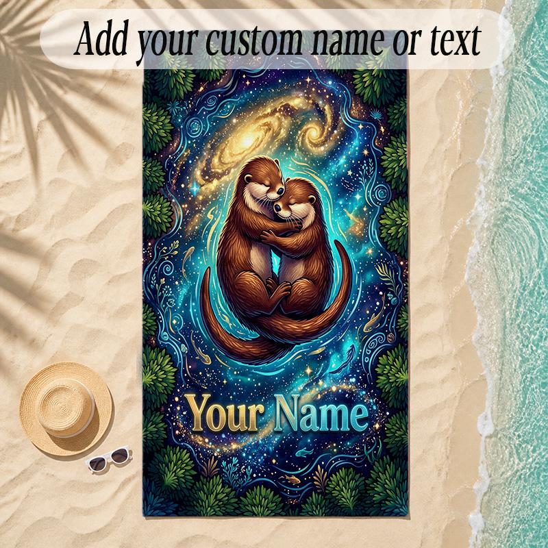 Forest Theme Soft Beach Towel Personalized Custom Name Text Towel Portable for Beach Pool Travel