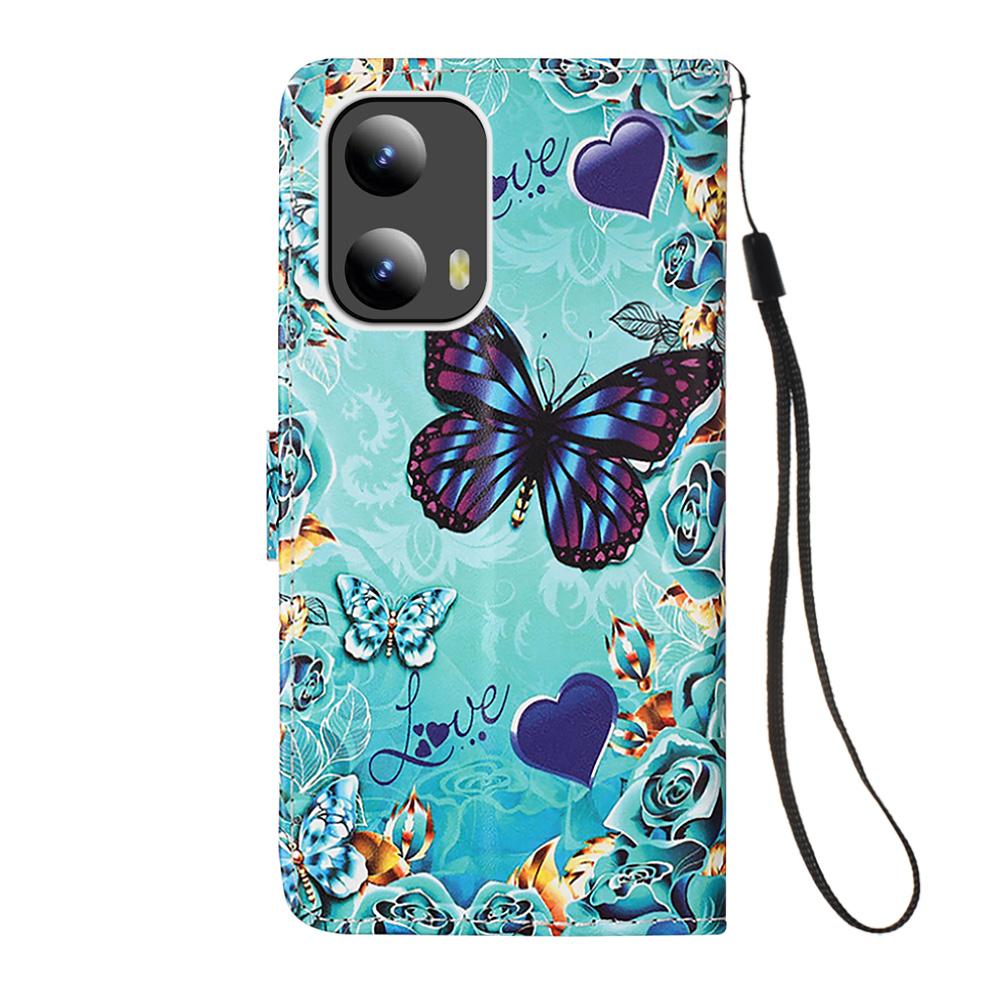 For Motorola Moto G Play 5G (2024)/Moto G 5G (2024) Leather Case with Strap Pattern Printing Phone Stand Cover