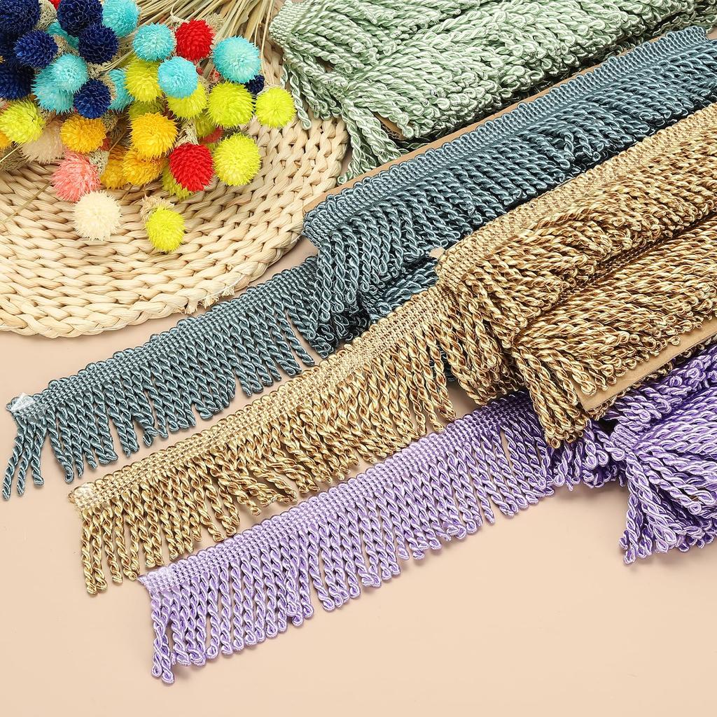 PATIKIL Yellow Fringe Trim, 5 Yards X 65mm, Curtain Tassel Fabric for Sewing Curtains, Sofas, Clothing, DIY Decoration