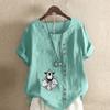 Women's Fashion Animals Prined Short Sleeve T-shirt Loose Cotton Shirt Casual Loose Summer Blouse Tops Plus Size