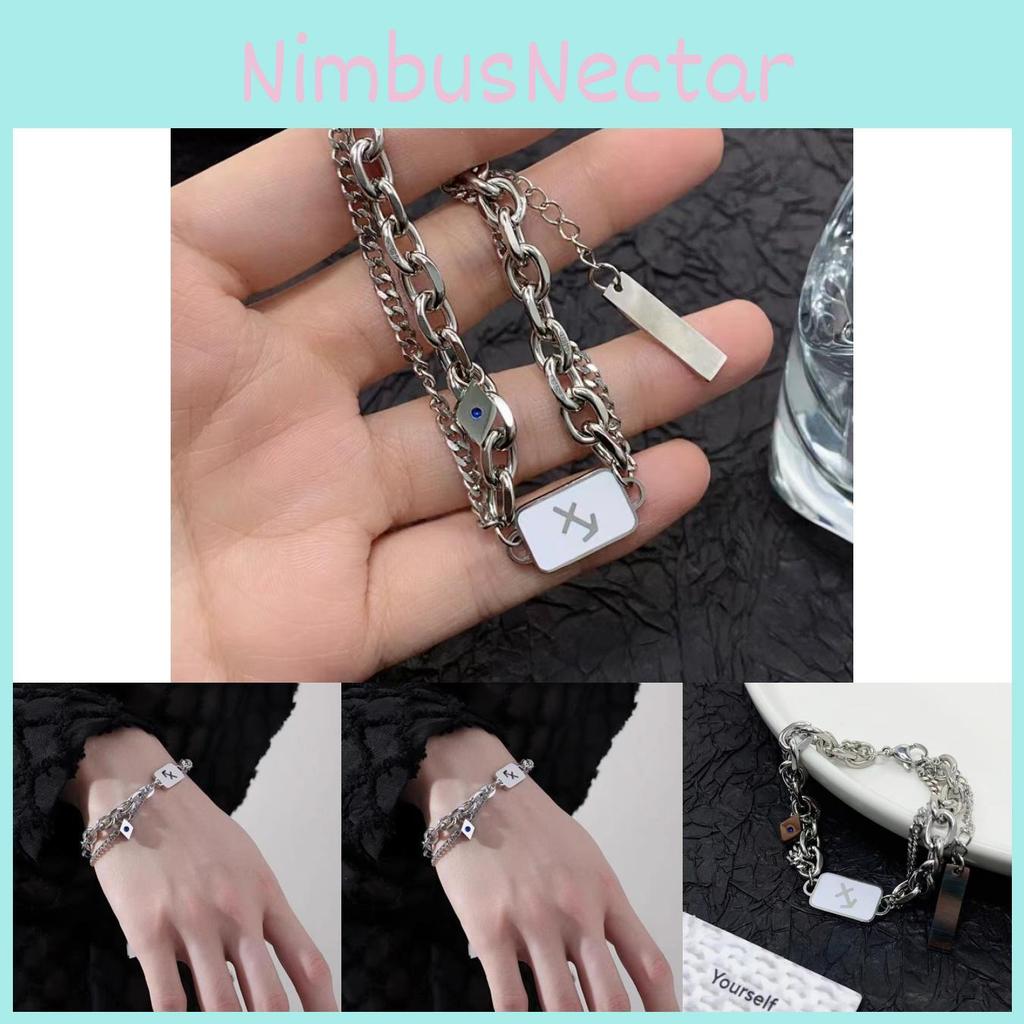 Summer 2024 Geometric Shape Titanium Steel Bracelet Trendy Hip Hop Style For Men And Women