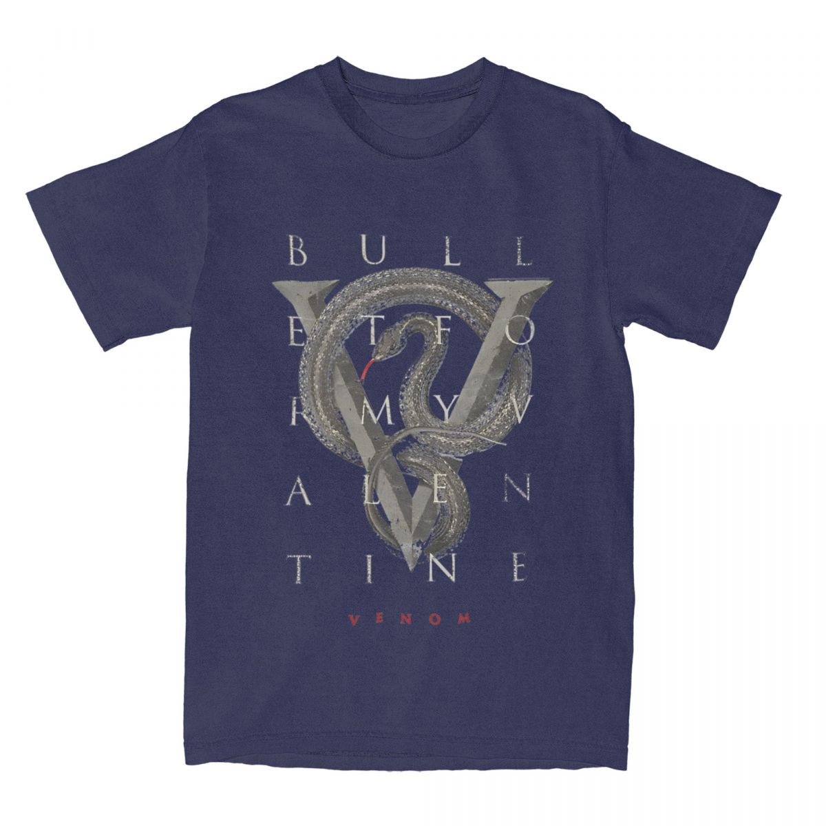 

Мужская винтажная футболка Bullet For My Valentine V For Venom из 100% хлопка, летняя, с круглым вырезом, модная, с принтом, больших размеров XXXXXL темно-синий