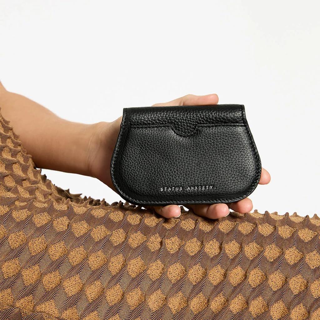 Status Anxiety EYES WIDE Bifold Wallet with Coin and Card Case, Genuine Leather Mini Wallet with Ample Coin Purse, Compact, for Men and Women, Black