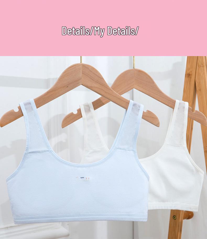 Girls' Cotton Sports Bra with Fixed Cups - Youth Vest