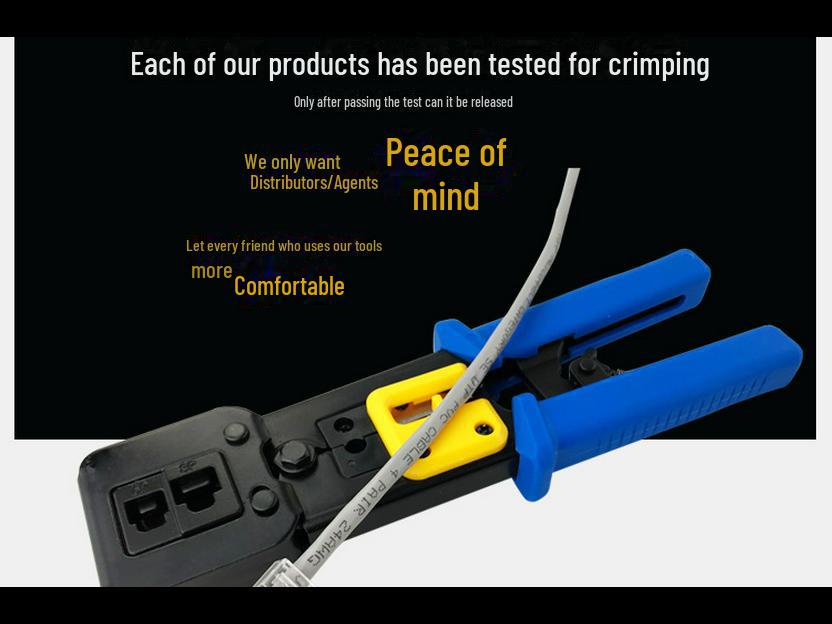 MANCOM 6P8P Crimping & Wire Stripping Pliers, EZ Multi-Color Through-Hole Crystal Head Network Cable Tool
