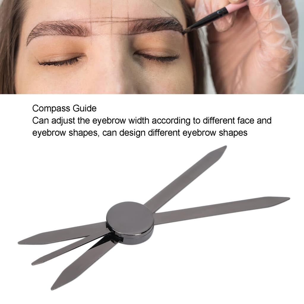 Eyebrow Stencil Ruler Compass Guide 3 Point Positioning Symmetrical Stainless Steel Eyebrow Caliper for Makeup