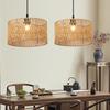 Wicker LED Pendant Light - New Chinese Style, Zen Tea Room or Dining Light, Japanese Bamboo Art Lantern, Antique Style