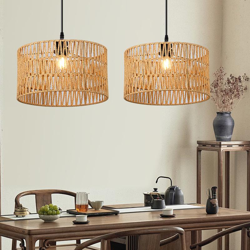Wicker LED Pendant Light - New Chinese Style, Zen Tea Room or Dining Light, Japanese Bamboo Art Lantern, Antique Style